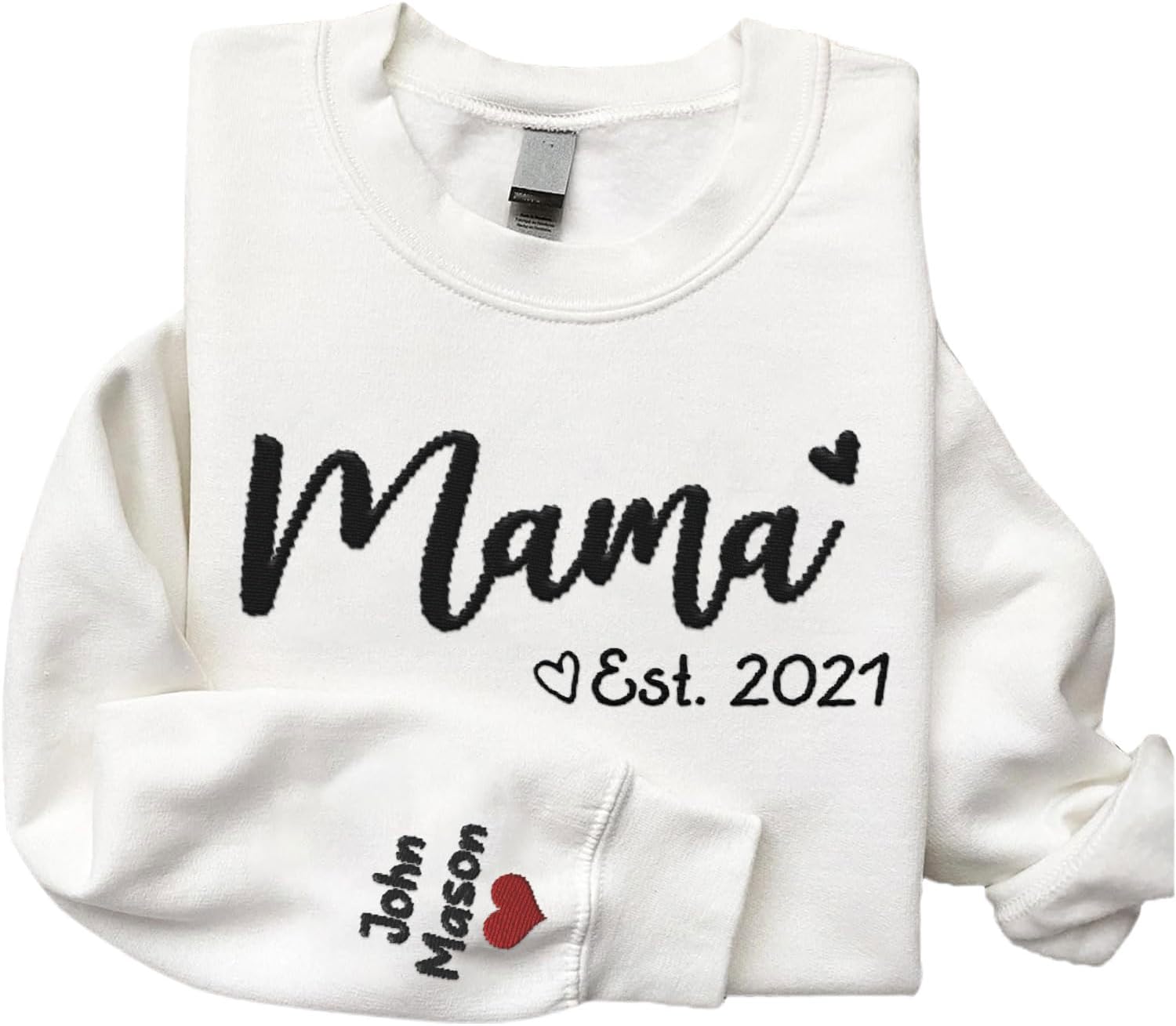 Custom Mama Crewneck Sweatshirt Personalized Mom Est 2024 Sweater with Kids Names Customized Gifts for Mothers Day (Cotton, SS30)