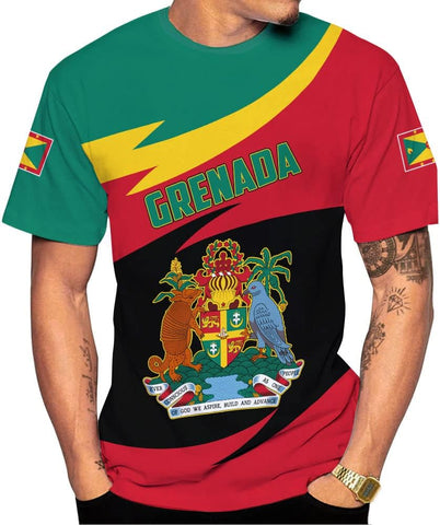 Podagree Personalized Grenada T-Shirt 3D, Proud Grenadan Tshirt, Grenada Flag Grenadian Pride Grenadian Heritage Shirt