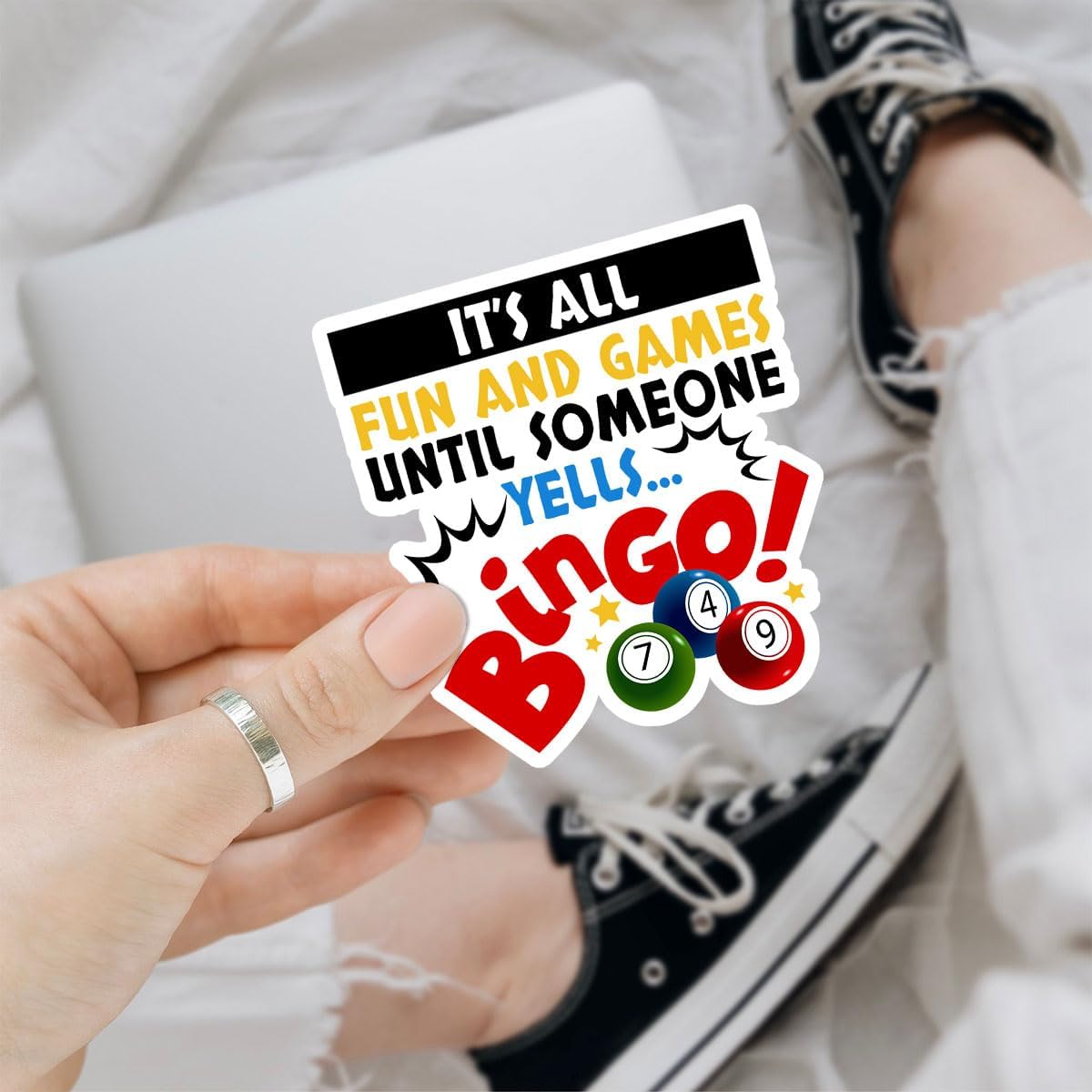 3Pcs It's All Fun and Games Until Someone Yells Bingo Sticker Funny Bingo Games Bingo Player Bingo Lover Gift Stickers It's All Fun and Games Bingo Decal for Laptop Bottle Phone Car Hard Hat 3"