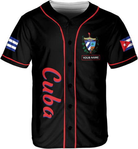 Podagree Personalized Cuba Baseball Shirt, Cuban Flag Jersey for Men and Women