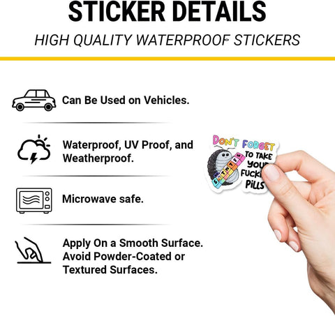 3Pcs Don't Forget to Take Your Fucking Pills Sticker Pills Medication Gifts Don't Forget to Take Your Meds Stickers Medicine Reminder Vinyl Car Decal for Laptop Water Bottle Toolbox Phone Case 3"
