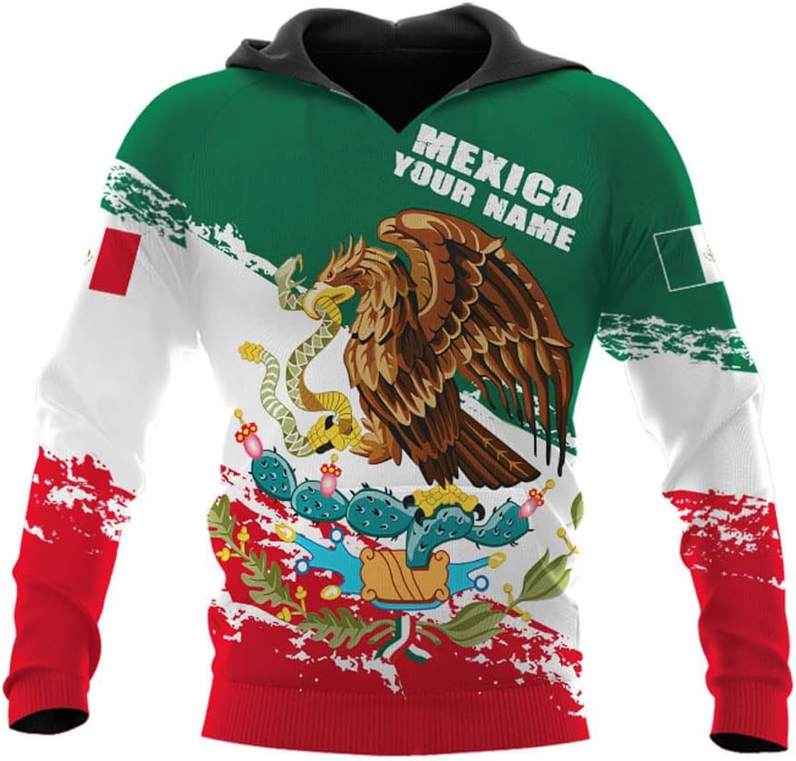 Personalized Name Mexican Hoodie 3D, Customized Mexican Hoodies for Men, Unisex Mexico Hoodie 3D, Mexico Hoodies for Men, Mexico Flag Gift for Women, T Shirt, Zip Up Hoodie, Sweatshirt HD42
