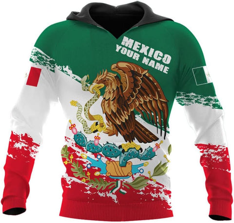 Personalized Name Mexican Hoodie 3D, Customized Mexican Hoodies for Men, Unisex Mexico Hoodie 3D, Mexico Hoodies for Men, Mexico Flag Gift for Women, T Shirt, Zip Up Hoodie, Sweatshirt HD42