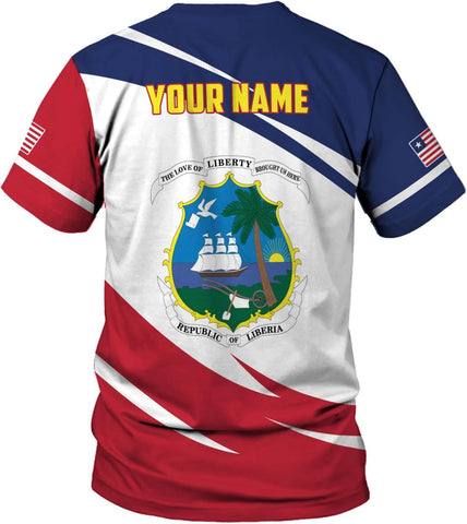 MoonArt Personalized Liberia Shirts Liberian Coat of Arms Flag Liberia 3D Shirts Liberia Liberian Pride Gift
