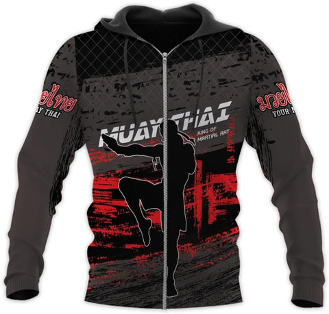 MAPrints Personalized Name Boxing Hoodies, Muay Thai Pride Sweatshirt