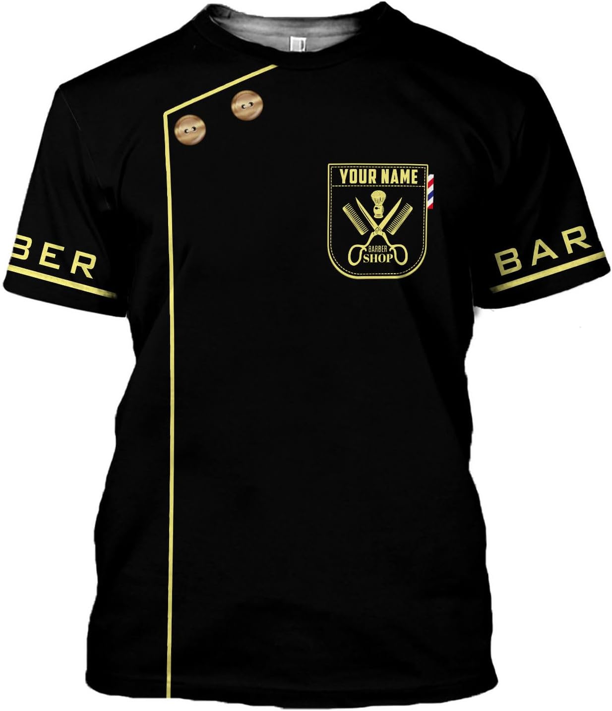 Custom 3D Barber Shirt for Men Women Gift Personalized Hair Stylist Tee Barbershop Apparel Hairdresser Printed Uniform