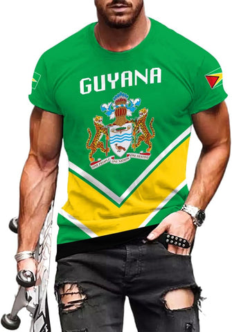Artparel Personalized Guyana 3D Guyana Flag Shirt - Unisex Adults - Green - Short Sleeves - 5X-Small-Large