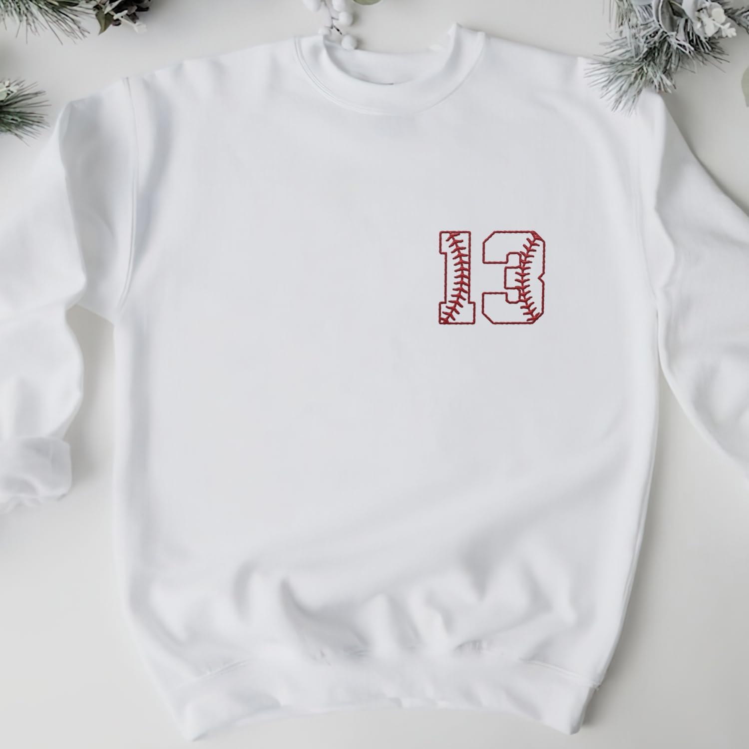 Intenprints Personalized Baseball Mom Embroidered Sweatshirt Customized Baseball Shirt Baseball Sweatshirts for Women and Men