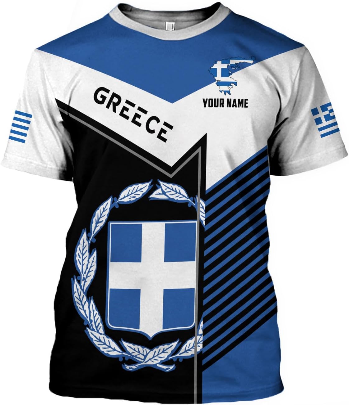 Suseaz Personalized Greece Hoodie Greek Coat of Arms Flag Grecian 3D Sweatshirt Greece Zip Hoodie Grecian Pride Gift Shirt