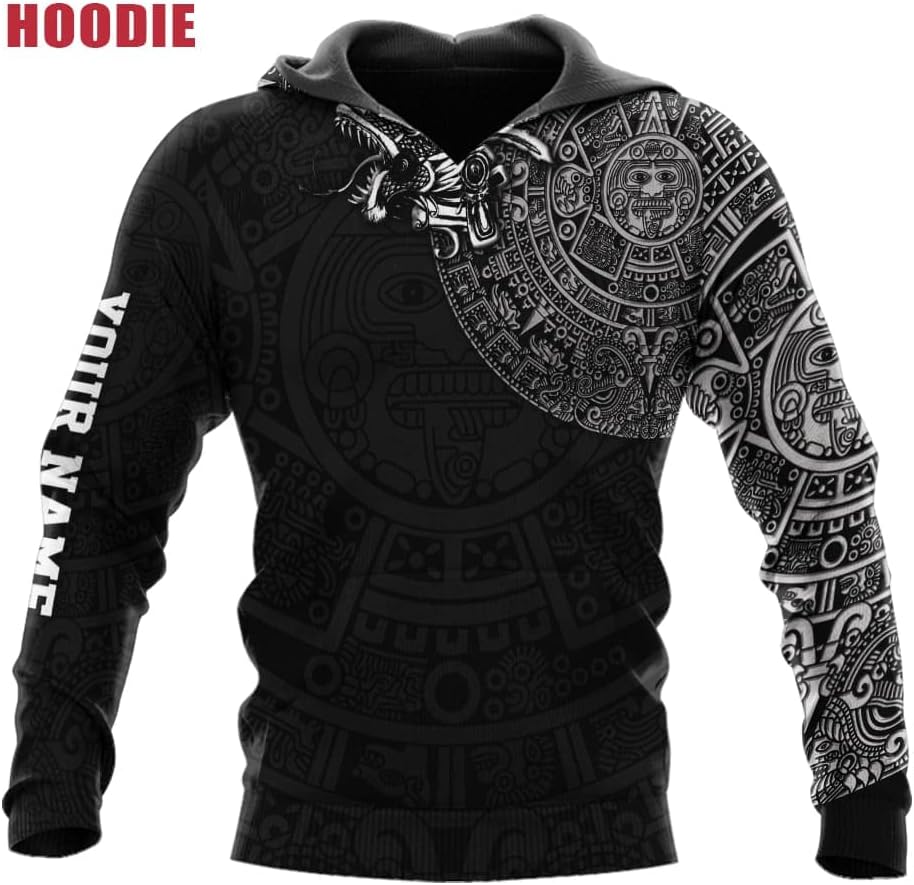 Personalized Name Aztec Hoodie Men, Unisex 3D Aztec Hoodies for Men and Women, Aztec Warrior Mexican Hoodie, Mexico hoodie