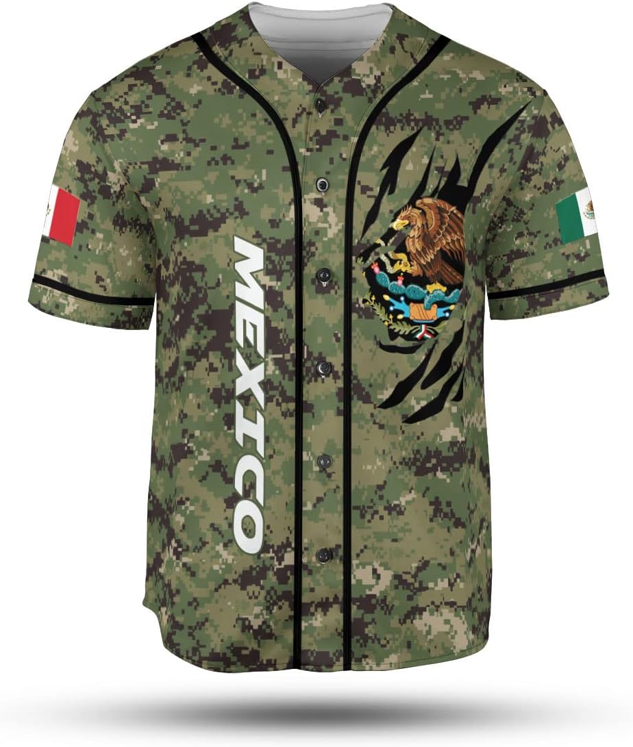 Mostefy Custom Mexico Baseball Jerseys Mexican Eagle & Flag Shirt for Teams, Mexico Shirts for Men & Women Size S-5XL