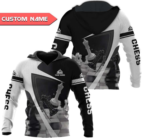 Leprints Personalized Chess 3D Shirt, Custom Name Chess 3D TShirt Hoodie Sweater for Men, Women, Chess Lover, USA Chess