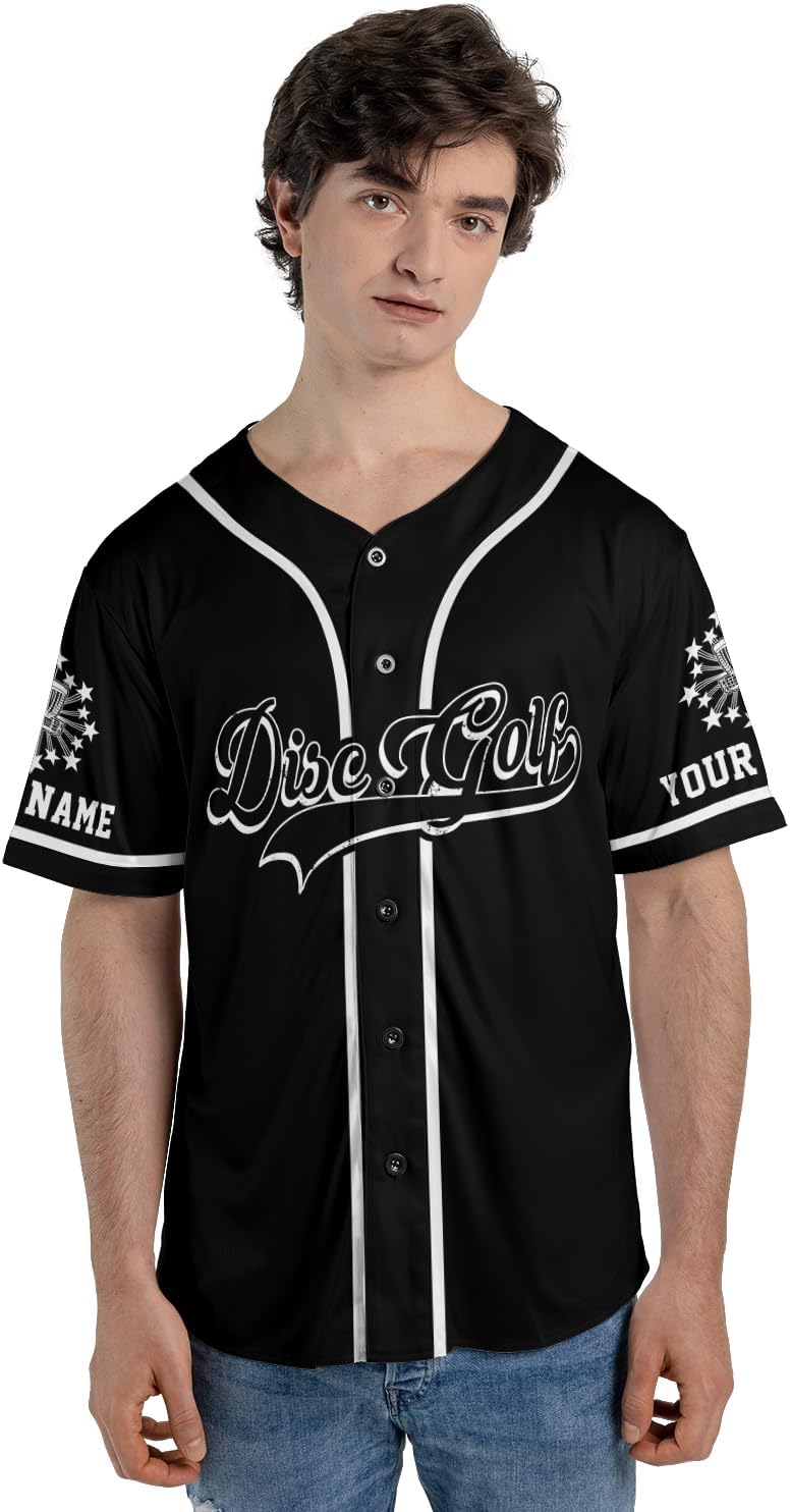 Royal Fight Personalized Disc Golf Baseball Jersey Disc Golf USA Flag Shirts Disc Golf Jersey for Men Women Disc Golf Lovers