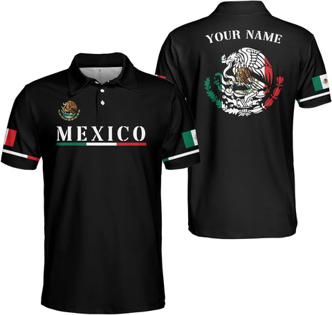 Royal Fight Personalized Mexico Polo Shirt 3D Mexico Shirts for Men Mexican Flag Gifts Unisex 3D Mexico Coat of Arms Polo