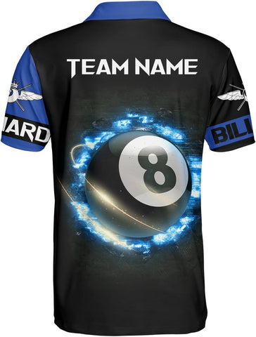 Personalized 8 Ball Polo Shirt, Billiard Shirt Custom Billiard Player 3D Print Shirts for Men Women Teams Pool (Polyester, PL177), Small-5X-Large