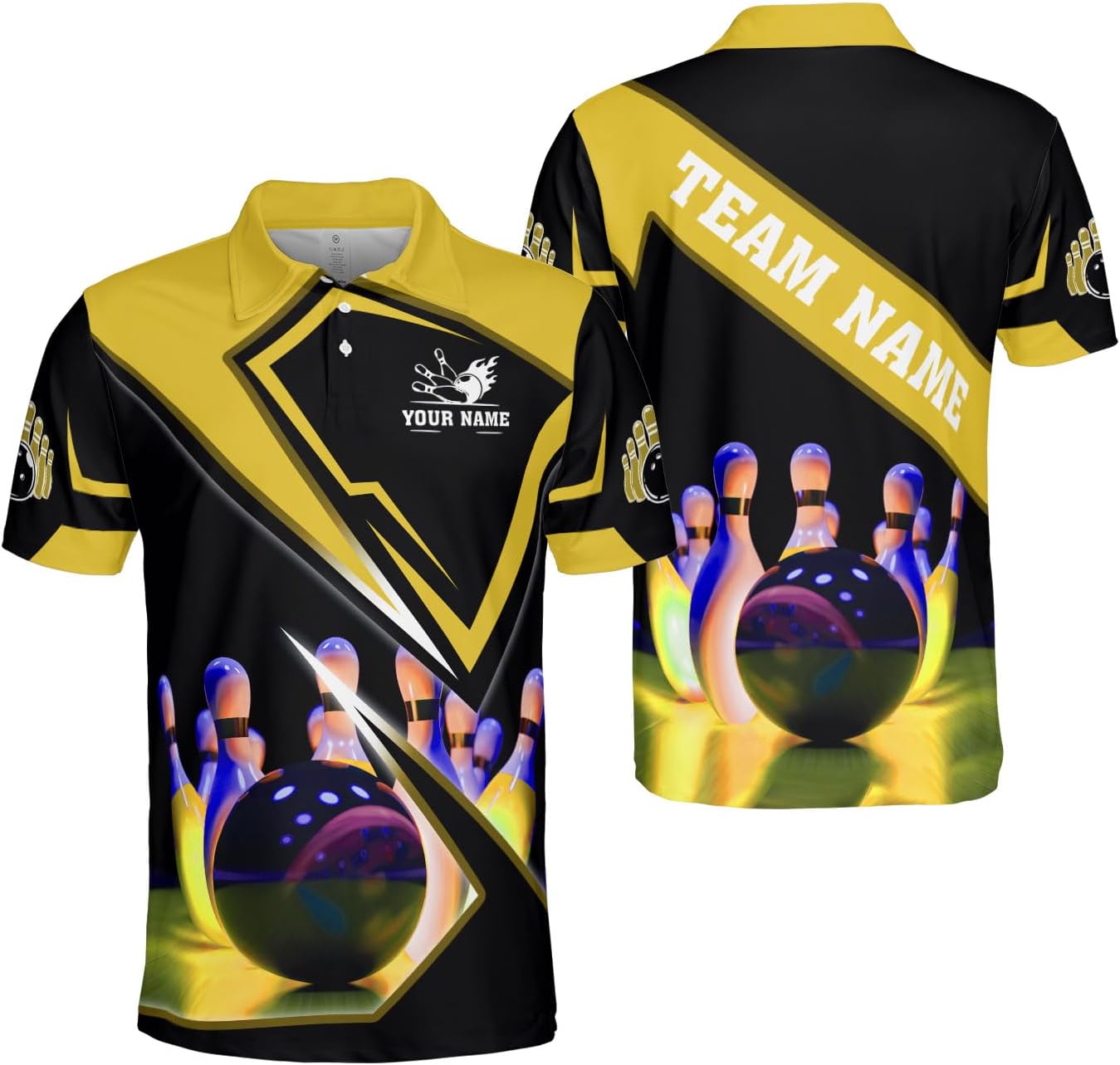 Ligthuy Personalized Name Bowling Polo Shirts 3D for Men and Women, Bowling Shirt, Bowling Shirts for Men Team Bowling Shirt