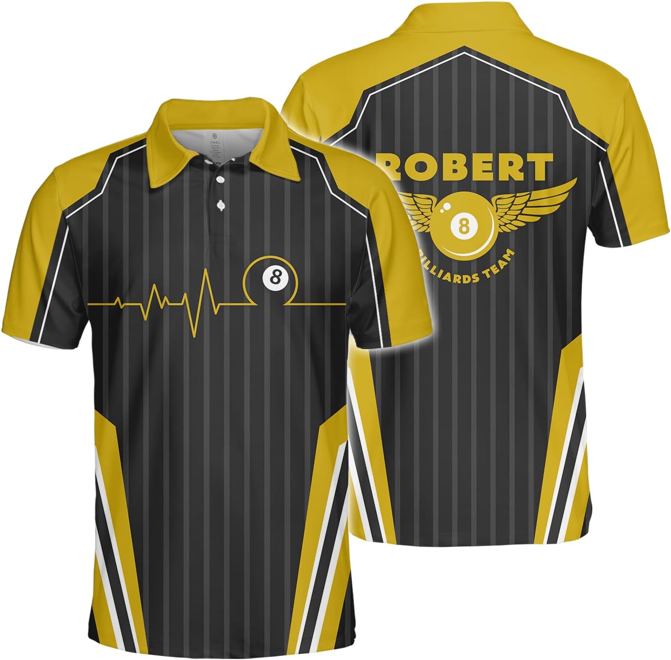 Personalized 8 Ball Polo Shirt, Billiard Shirt Custom Billiard Player 3D Print Shirts for Men Women Teams Pool (Polyester, PL29)