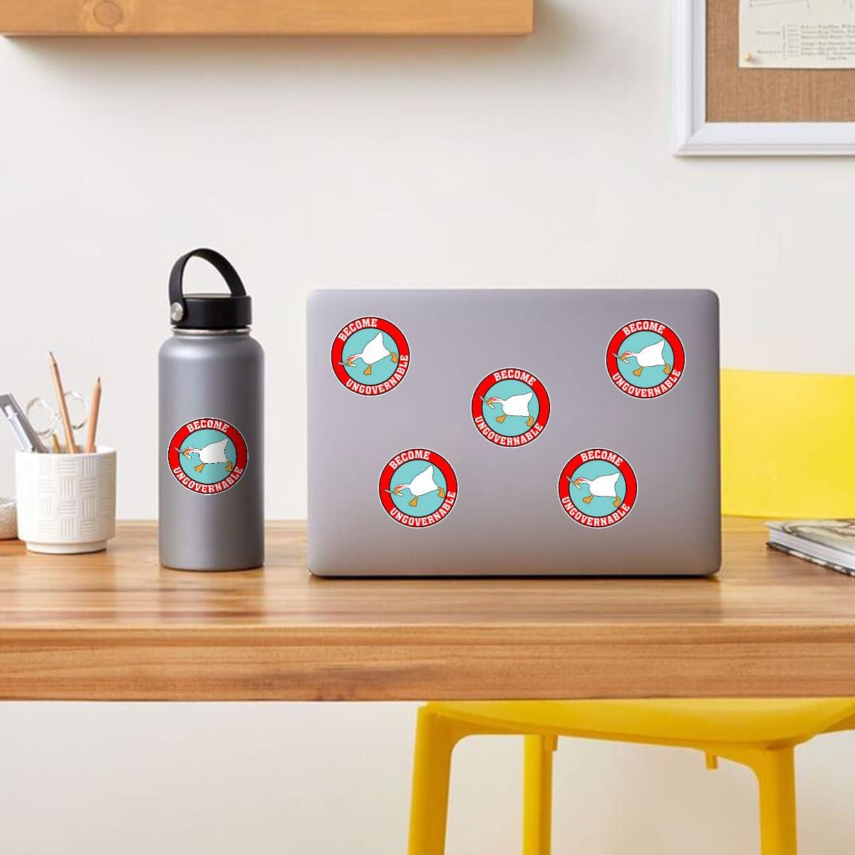 3 Pcs Become Ungovernable Sticker, Funny Goose with Knife Anarchist, Become Ungovernable Goose Sticker, Goose Meme, Become Ungovernable Stickers for Laptop Bottle Phone Car Helmet 3"x3"