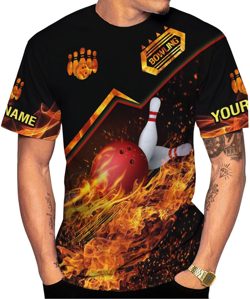 Pretyprints Personalized Bowling Shirt - Custom Bowling Gift for Women & Men
