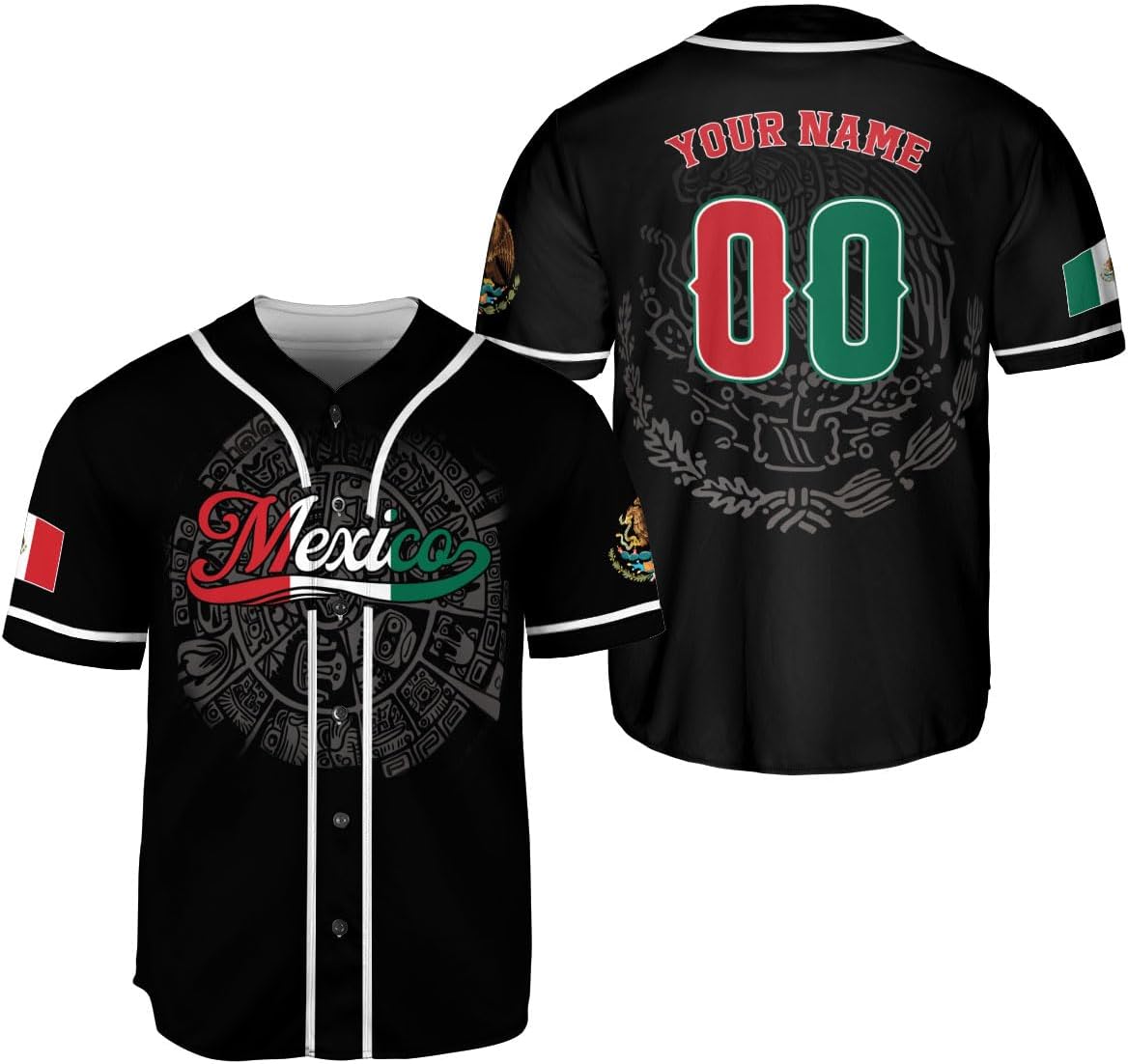Mostefy Personalized Mexico Baseball Jerseys Mexican Eagle & Flag Shirt for Teams, Mexico Shirts for Men & Women Size S-5XL1