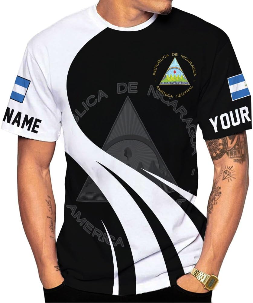 Vybonz Personalized Nicaragua Shirt 3D, Nicaragua Flag Shirts, Nicaraguan Camisas T-Shirt, Nicaragua Shirts for Men Women
