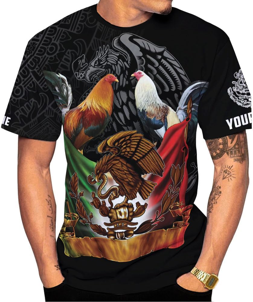 AOVL Personalized Rooster shirts 3D Rooster Mexican Shirts for Men Rooster Mexico Shirt Rooster Shirt for Men Women S-5XL