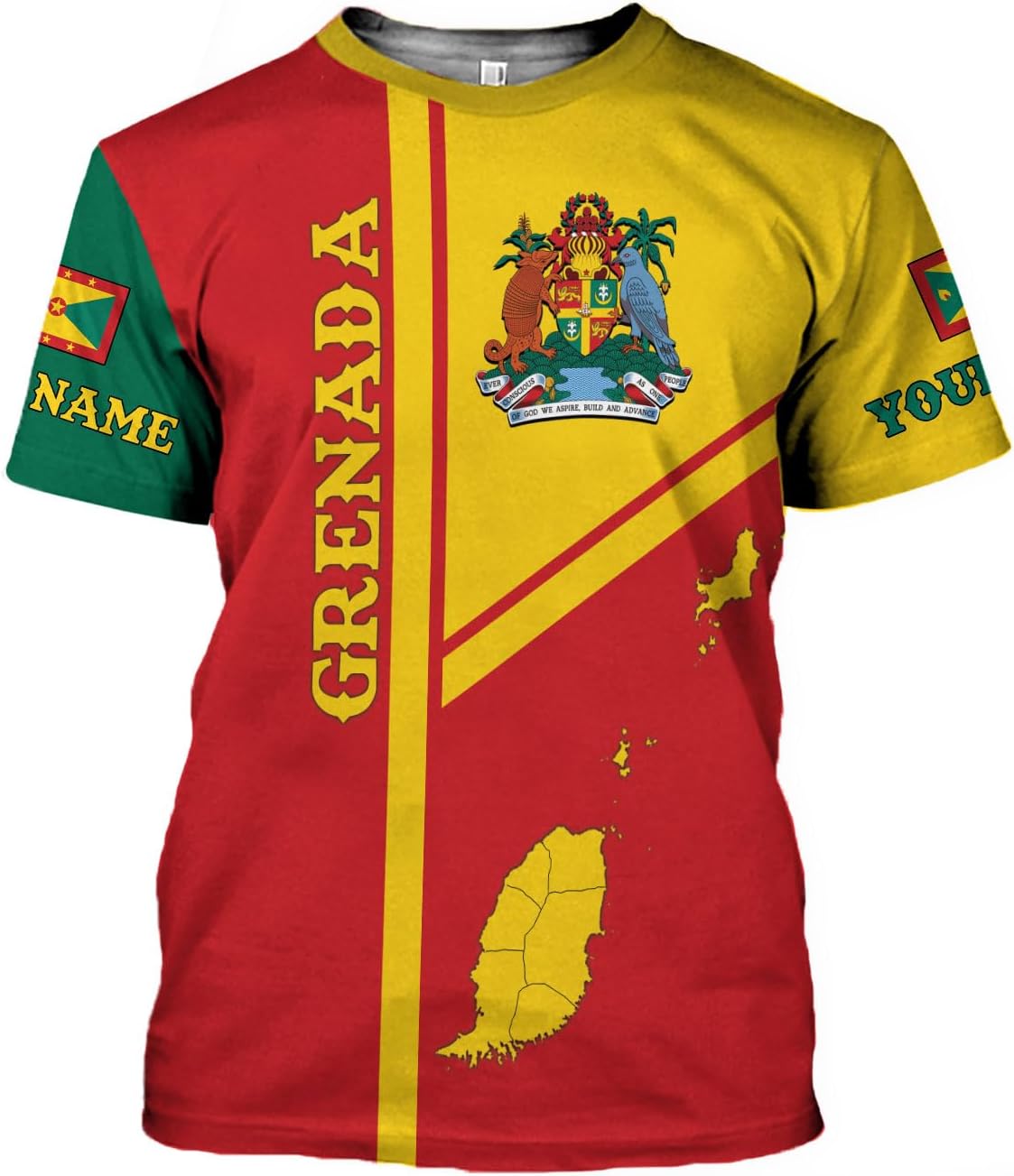 Personalized Name Grenada Shirts for Men, Grenada Shirts for Women, Proud Grenadan Shirts, Grenadian Flag Pride Shirt
