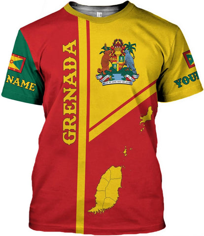 Personalized Name Grenada Shirts for Men, Grenada Shirts for Women, Proud Grenadan Shirts, Grenadian Flag Pride Shirt