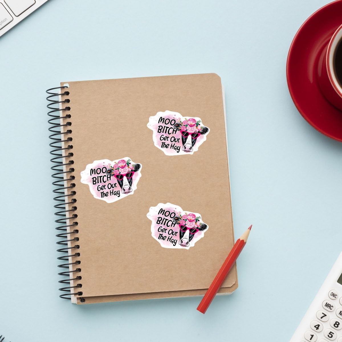 3 Pcs Moo Bitch Get Out The Hay Sticker, Moo Bitch Get Out The Way Moo Bitch Get Out The Hay Decal Moo Bitch Sticker Funny Cow Farm Girl Animal Stickers for Laptop Watter Bottle Phone Car Helmet 3"
