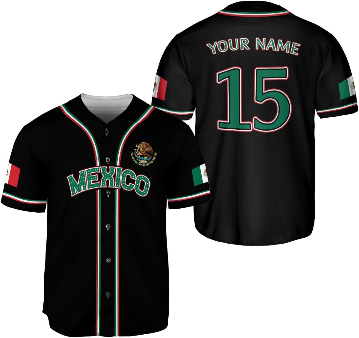 Mostefy Custom Mexico Baseball Jerseys Mexican Eagle & Flag Shirt for Teams, Mexico Shirts for Men & Women Size S-5XL