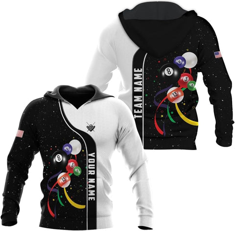 Pretyprints Personalized 3D Billiard Shirt Custom Name Men Women Team Apparel Pool 8 Ball Flag Tshirt Billiards Shirts Gift