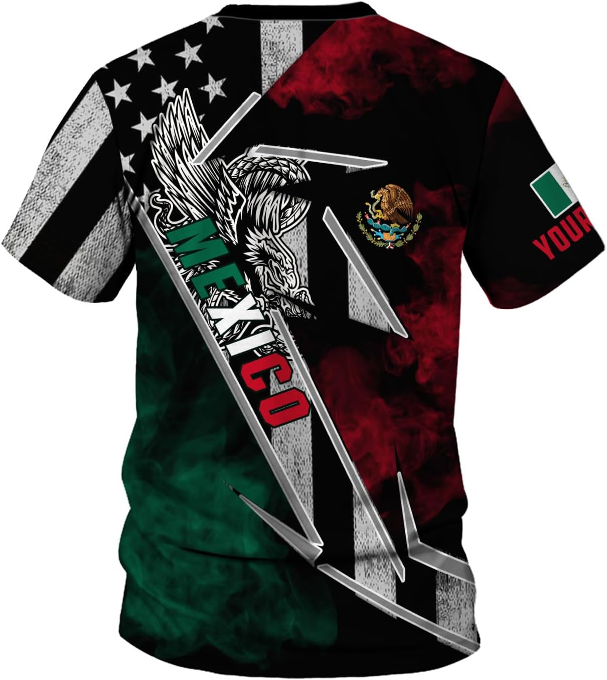 Mostprints Personalized Name Mexican Shirts 3D Customized Mexico Shirt US Flag, Mexican Shirts for women Unisex