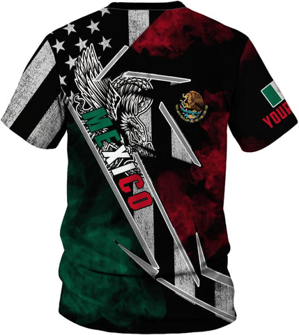 Mostefy Personalized Name Mexican Shirts 3D Customized Mexico Shirt US Flag, Mexican Shirts for Women Unisex