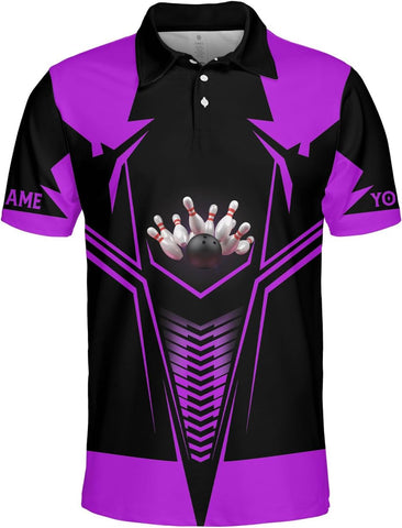 PAgree Personalized Name Bowling Polo for Men and Women 3D, Bowling Polo Shirts for Team Bowling, Bowling Tshirt Gift