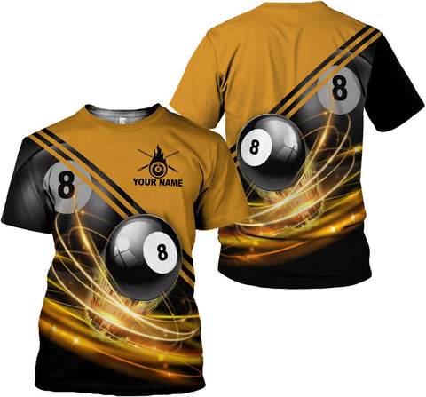 AOVL Personalized Billiard Shirts 3D Billiard Shirt Custom Billiard Flag Shirt Men's Pool Billiards Shirt 8 Ball Men Women