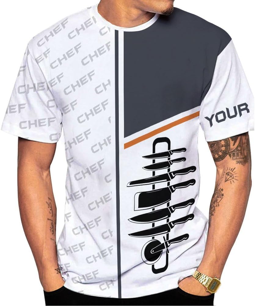 Custom Chef Shirt Chef Shirts for Men Gifts for Master Chef Lovers Custom Chef T Shirts for Men Funny 3D Chef Shirts for Men