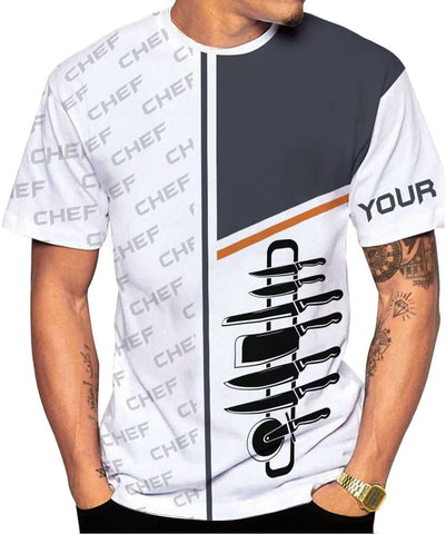 Custom Chef Shirt Chef Shirts for Men Gifts for Master Chef Lovers Custom Chef T Shirts for Men Funny 3D Chef Shirts for Men