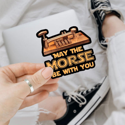 3 Pcs May The Morse Be with You Sticker Morse Code Sticker Amateur Radio Gifts for Ham Radio Operators Amateur Ham Radio Crib Decal Gift Stickers for Laptop Bottle Phone Car Helmet Sticker 3"x3"