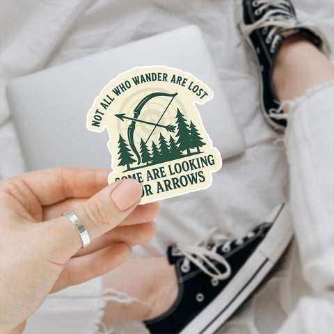(3PCS) Not All Who Wander are Lost Some are Looking for Arrows Sticker, Gifts Funny Archery Quote Stickers Forest Bow Arrow for Outdoor Lovers and Campers Car Decal for Water Bottle Phone Case 3 Inch