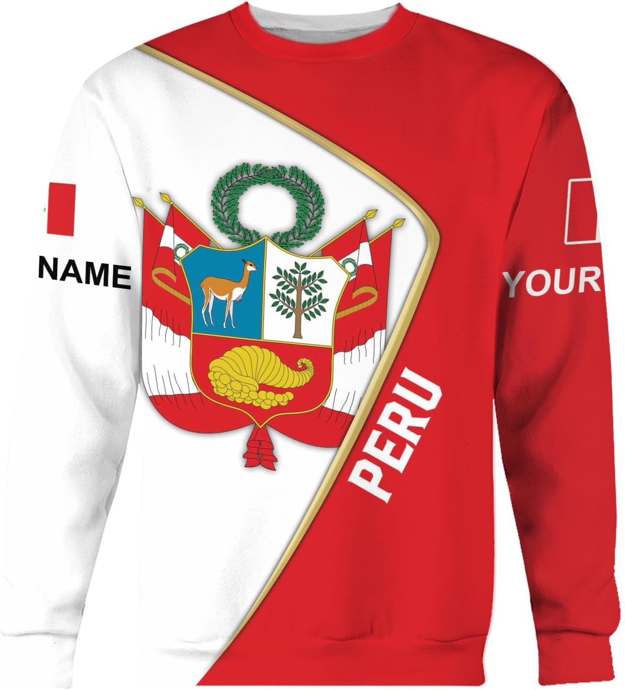MAPrints Personalized Name Peru Shirts for Men and Women, Custom Peru 3D Tshirt, Peru Flag Pride Shirt, Peruvian Camisa Shirt
