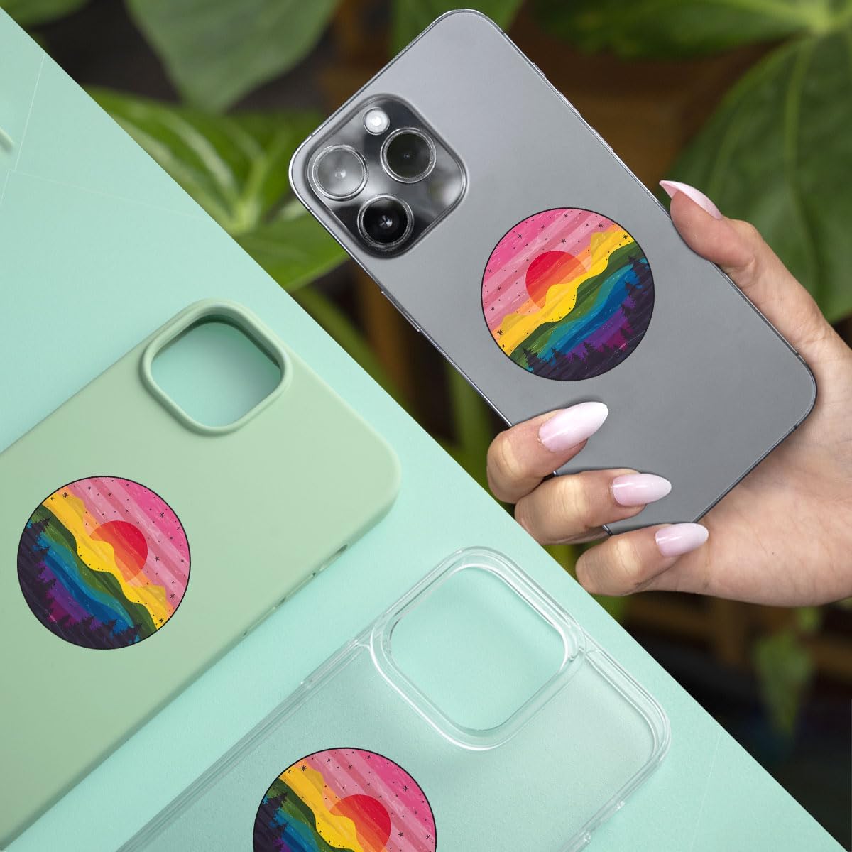 3 Pcs Rainbow Mountain Sunset Sticker, Gay Sticker, LGBT, LGBTQ Pride Sticker, Mountain Hiking Camping Sticker, Aesthetic Nature Vinyl Decal for Laptop, Car, Water Bottle, Pride LGBTQ+ 3 inches