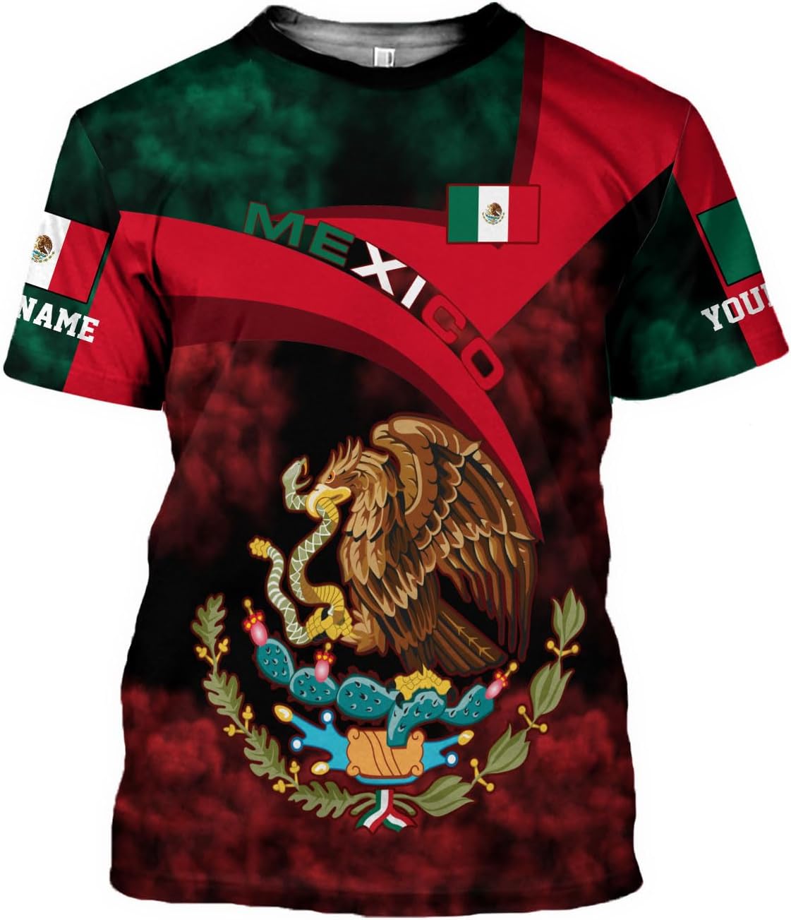 Mostprints Personalized Name Mexican Shirts for Men 3D, Customized Mexico Shirts for Men, Mexico Shirts for Women Mexico Shirt