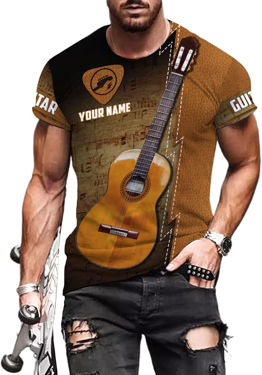 Custom Name Guitar Shirt 3D All Over Print, Guitar Shirts for Men, Unisex Guitar Shirts Music, Music Lover, Guitar Lover