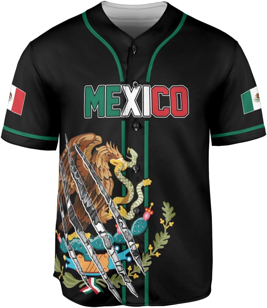 RoyalBro Personalized Mexico Baseball Jersey, Mexican Jersey for Men & Women, Mexican Flag Jersey, Mexico Shirt Camisa