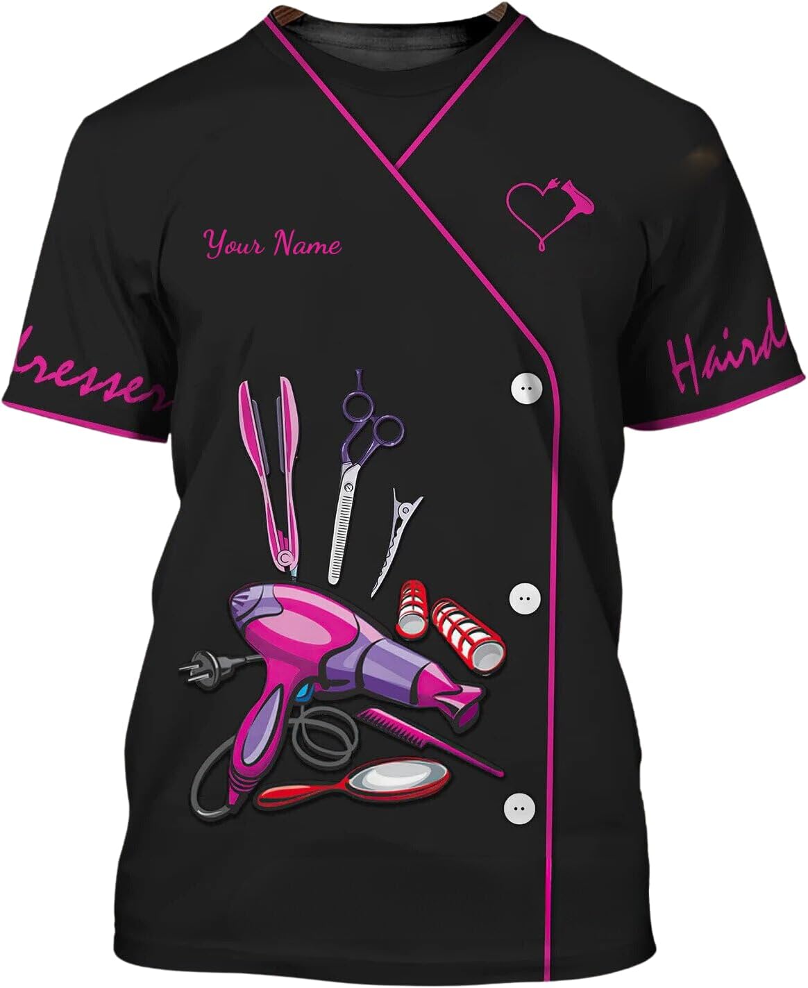 MAPrints Personalized Name Hairstylist Shirt 3D, Salon Hairdresser Tshirt, Bomb Dresser T-Shirt Women, Gifts for Hairdresser
