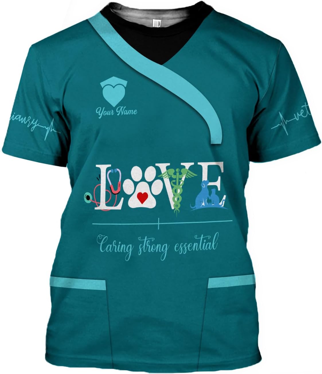 Suseaz Personalized Vet Tech Shirts for Veterinarian, Veterinary Medicine Technician Men Women Shirt, Paw Dog Cat Animal Love