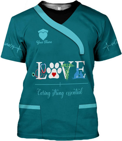 Suseaz Personalized Vet Tech Shirts for Veterinarian, Veterinary Medicine Technician Men Women Shirt, Paw Dog Cat Animal Love