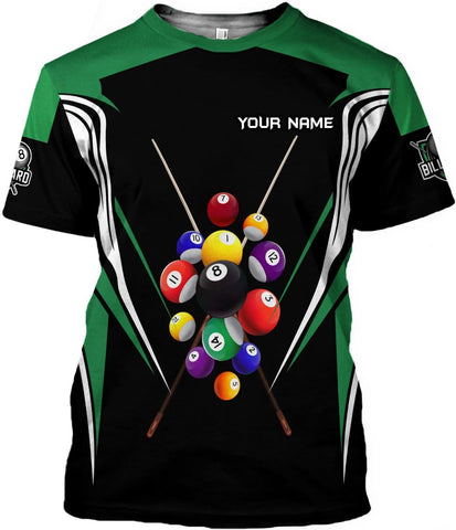 MoonArt Personalized Billiard Shirts 3D Billiard Shirt Custom Billiard Flag Shirt Men's Pool Billiards Shirt 8 Ball Men Women
