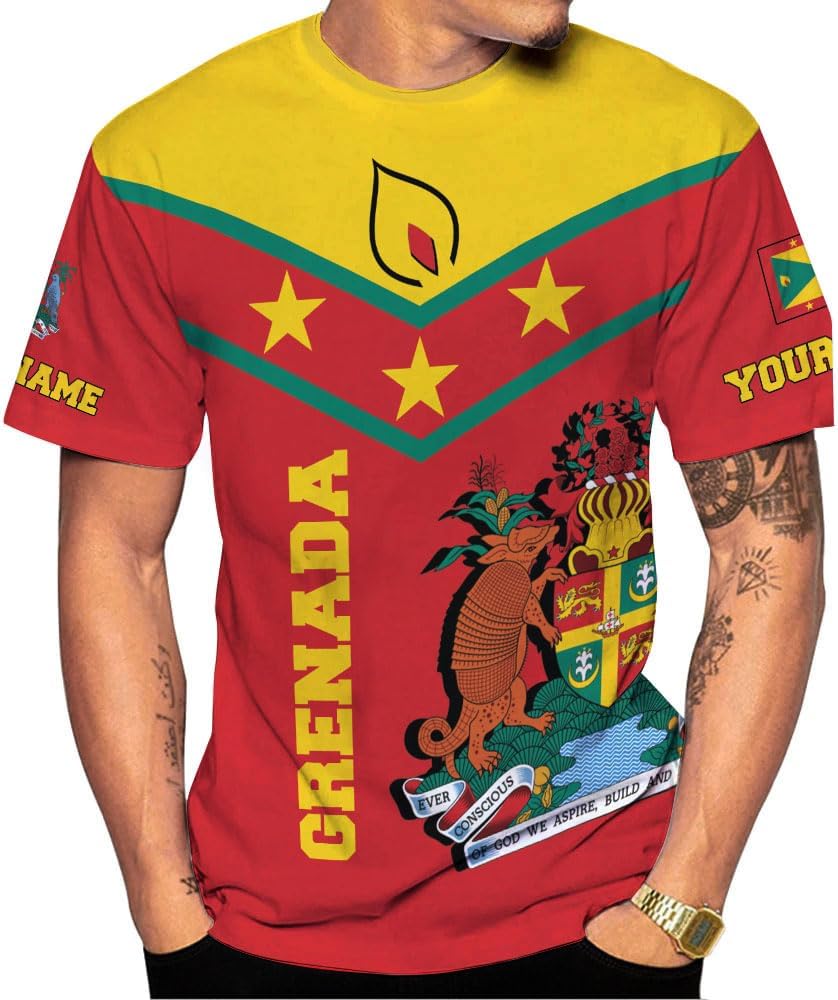 Personalized Name Grenada Shirts for Men, Grenada Shirts for Women, Proud Grenadan Shirts, Grenadian Flag Pride Shirt