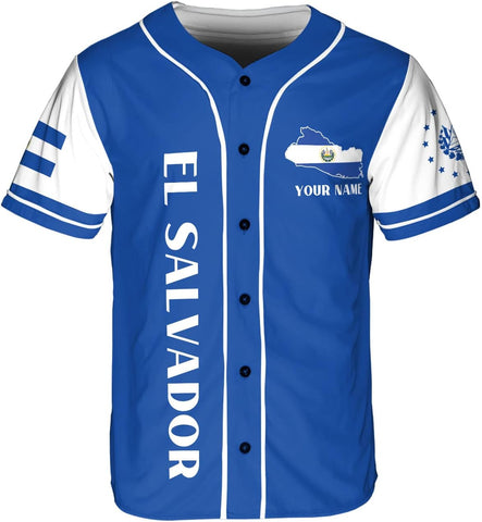 Leeprints Personalized Name El Salvador Baseball Jersey Shirt El Salvador Flag Shirt Salvadorans Pride El Salvadore��a